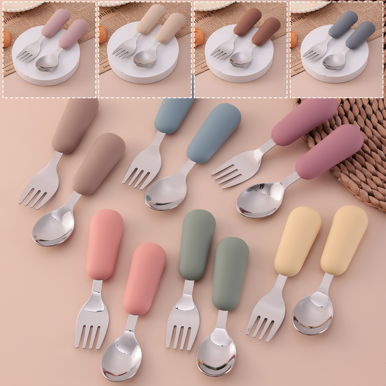 Baby Food Lunch - Color Kids 2PCS Stainless Steel Fork
