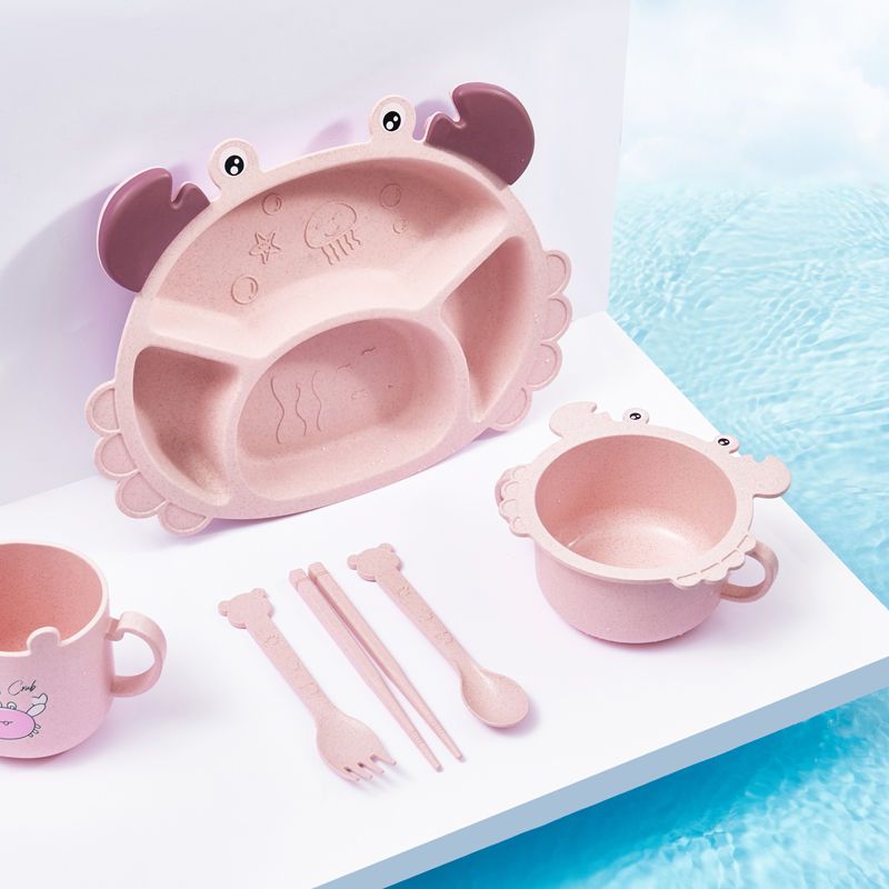 4/6pcsCrabs Children's Plates, - Baby Food Utensils Set ulasan dan harga