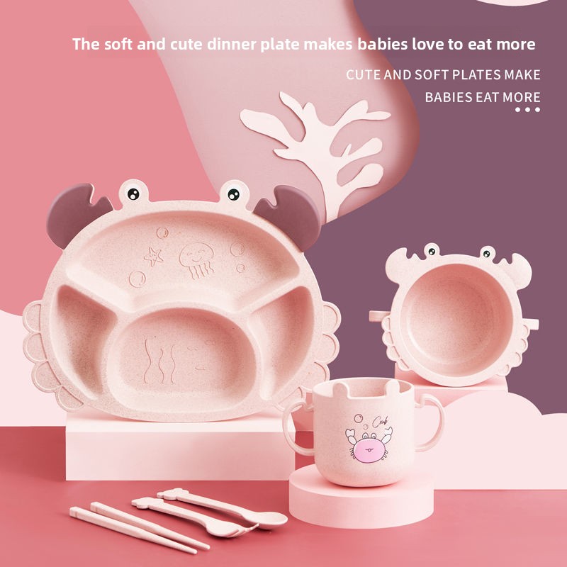 4/6pcsCrabs Children's Plates, - Baby Food Utensils Set ulasan dan harga