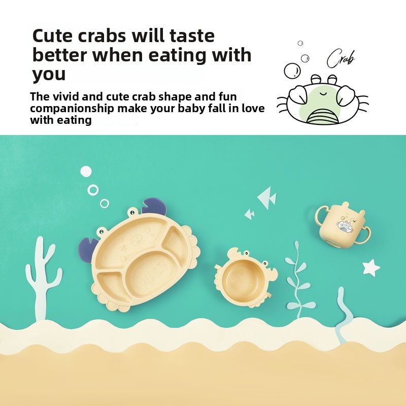 4/6pcsCrabs Children's Plates, - Baby Food Utensils Set ulasan dan harga