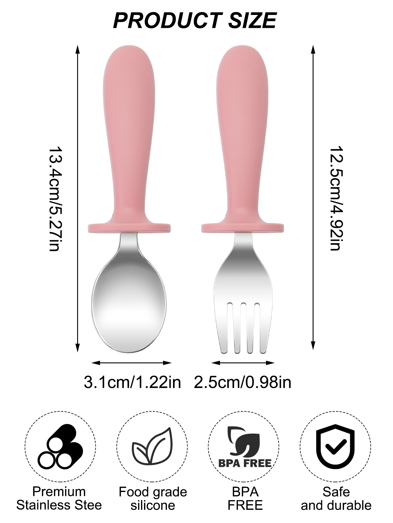 2PCS Stainless Steel Fork Spoo - Baby Food Utensils Set ulasan dan harga