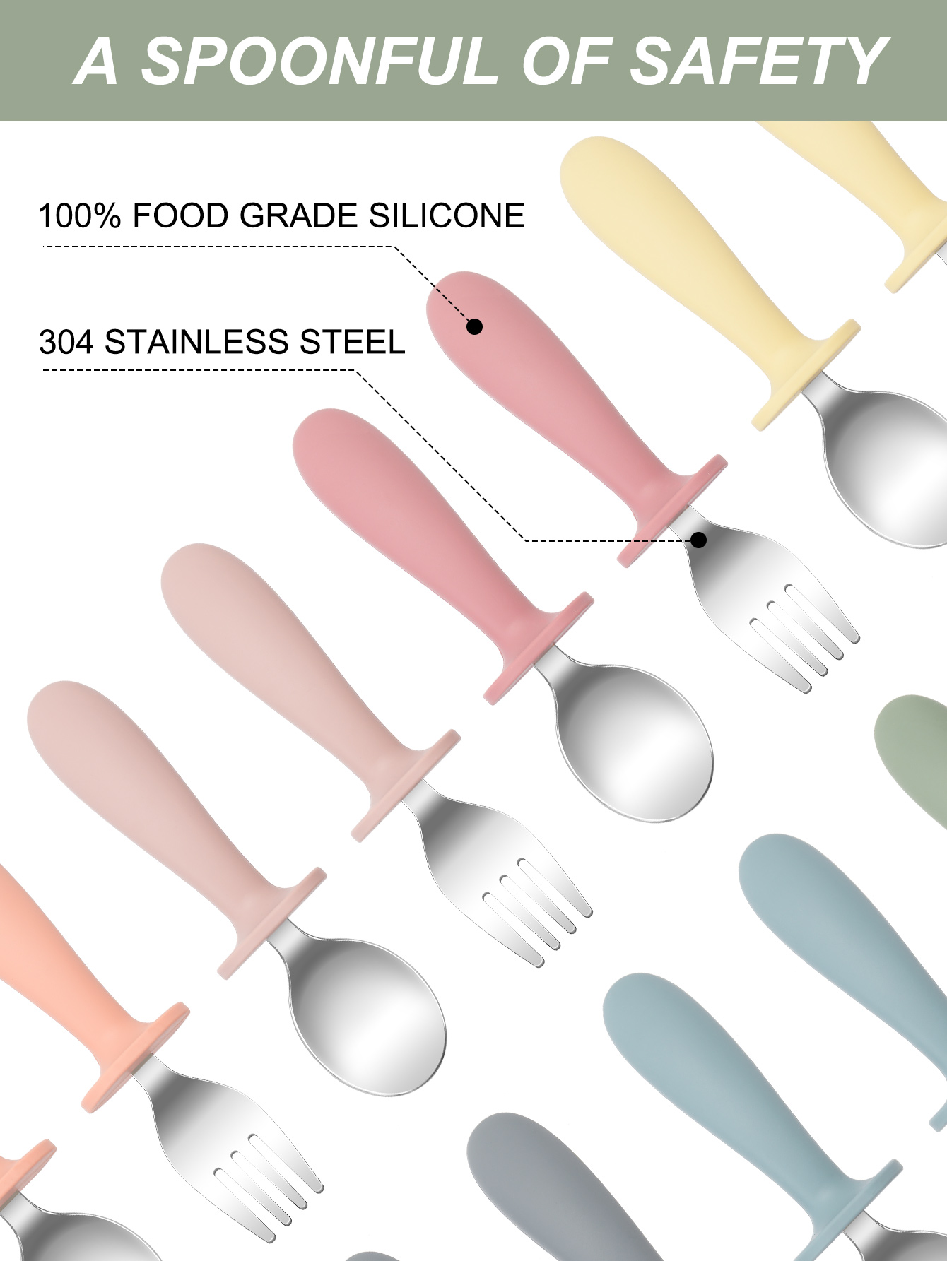 2PCS Stainless Steel Fork Spoo - Baby Food Utensils Set ulasan dan harga