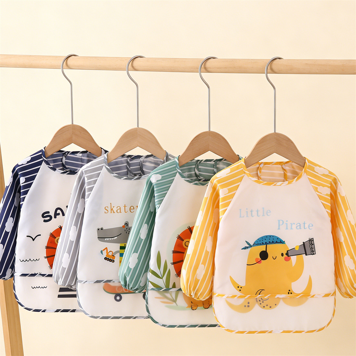 2pcs Waterproof Full Sleeve Ba - Baby Food Apron ulasan dan harga