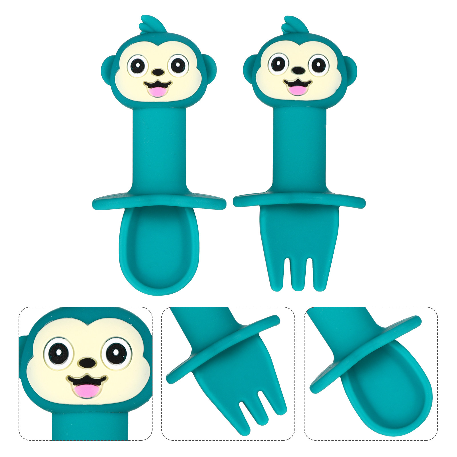 2Pcs Silicone Baby Spoon Fork  - Baby Food Utensils Set ulasan dan harga