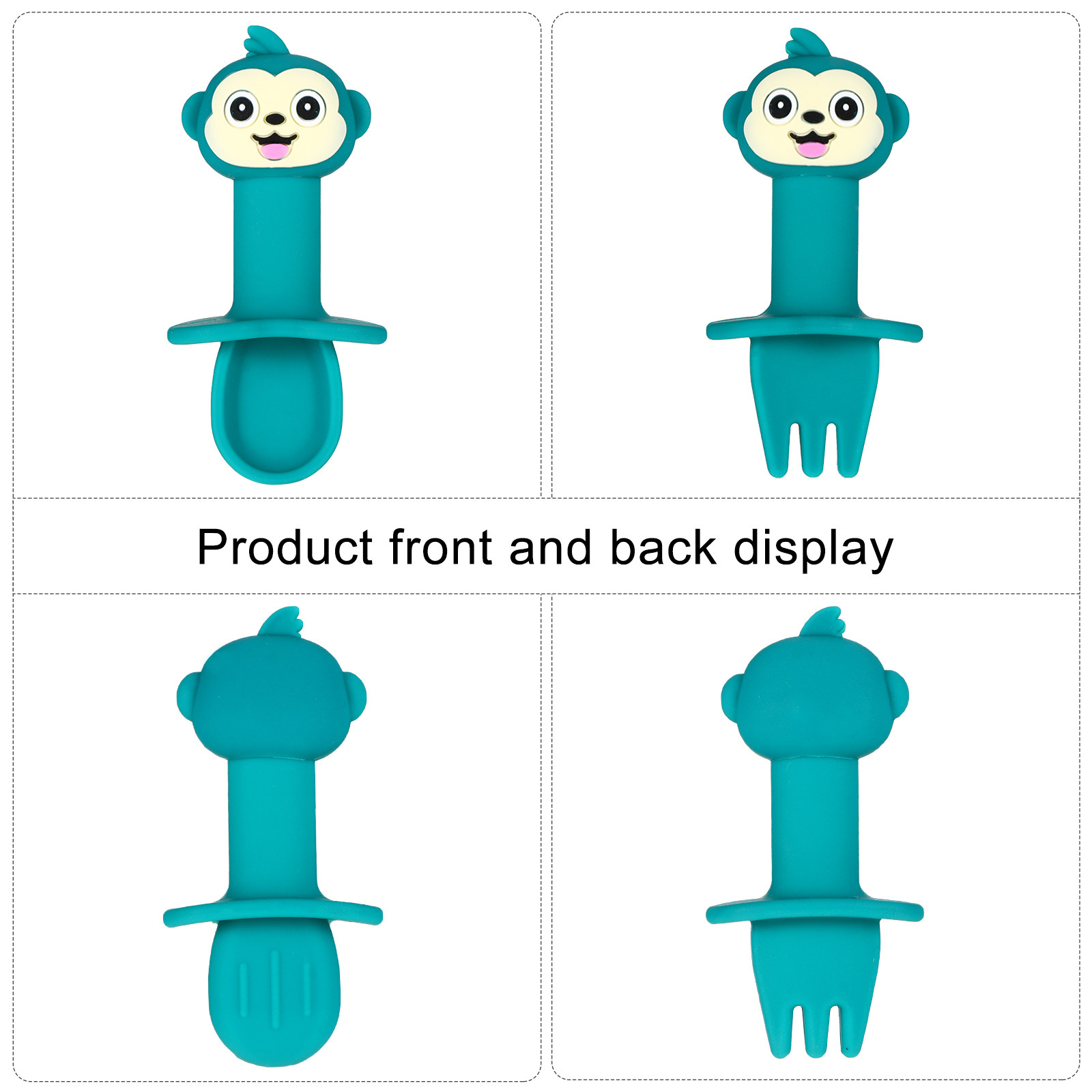 2Pcs Silicone Baby Spoon Fork  - Baby Food Utensils Set ulasan dan harga