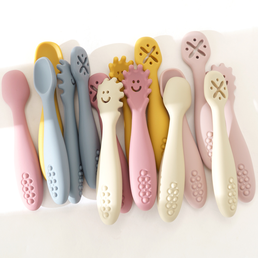 3PCS Silicone Spoon Fork For B - Baby Food Utensils Set ulasan dan harga