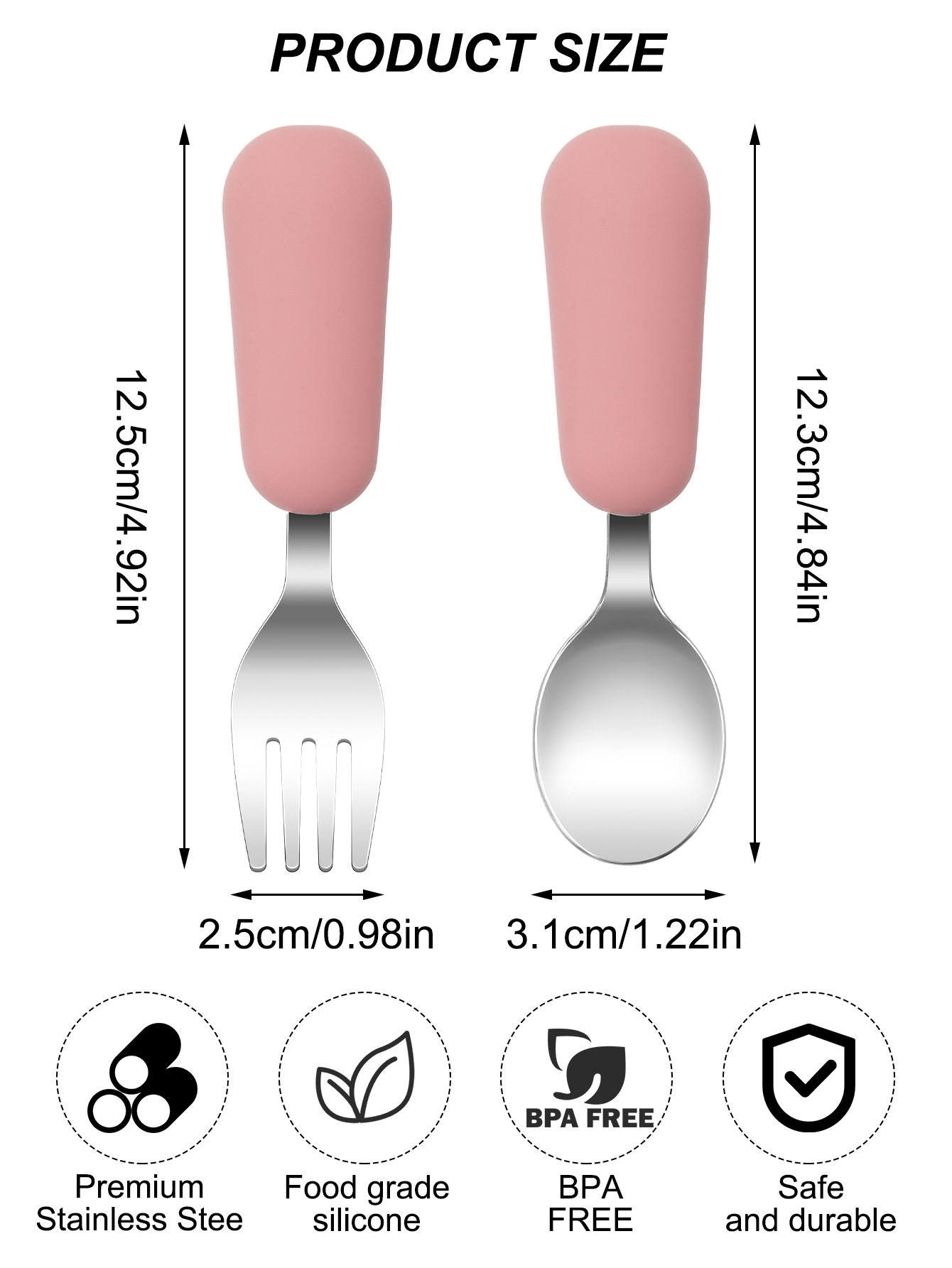 2PCS Stainless Steel Fork Spoo - Baby Food Utensils Set ulasan dan harga