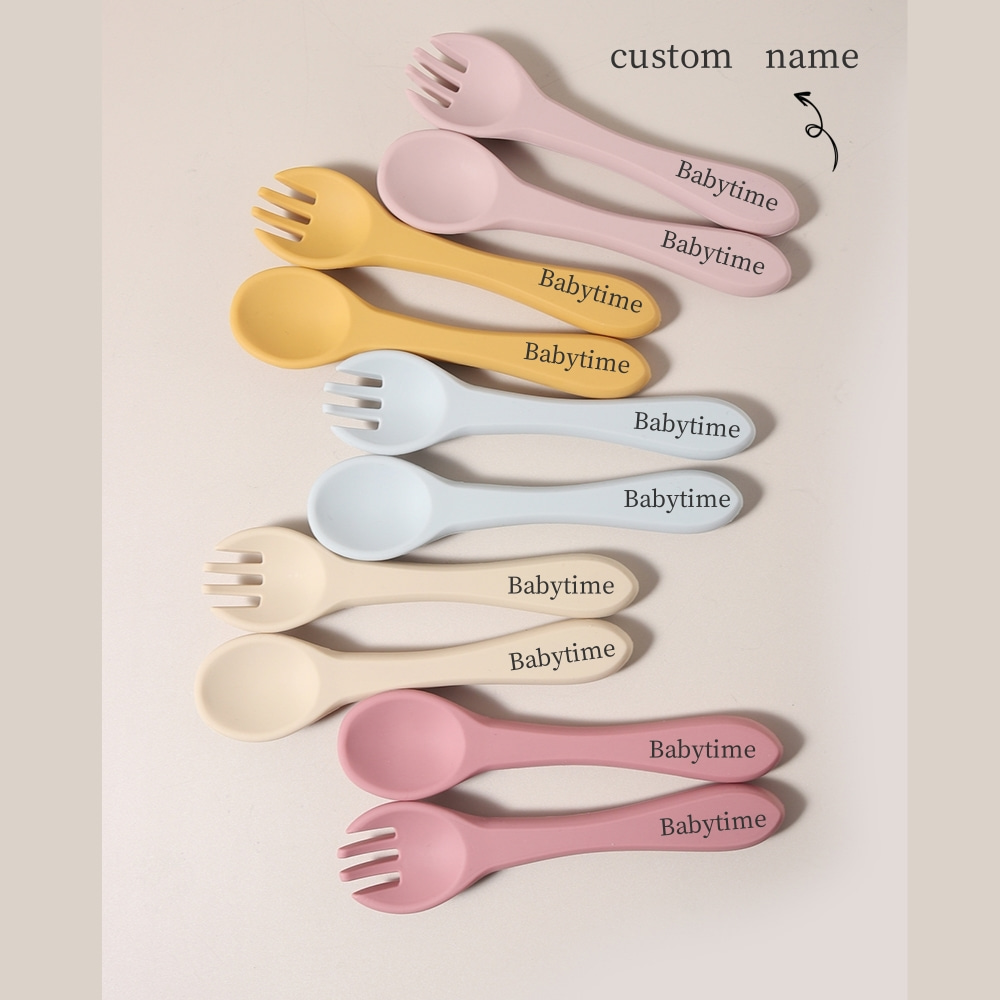 Custom Name 1 Pair Silicone Sp - Baby Food Lunch ulasan dan harga