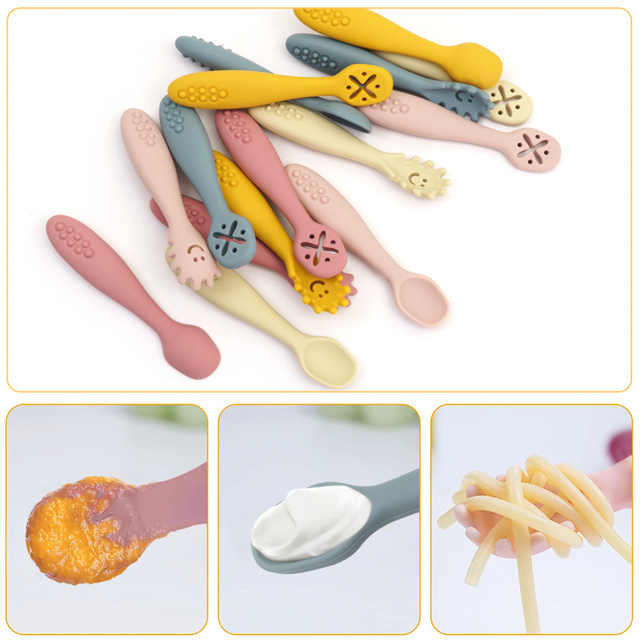 3PCS Cute Baby Learning Spoons - Baby Food Utensils Set ulasan dan harga