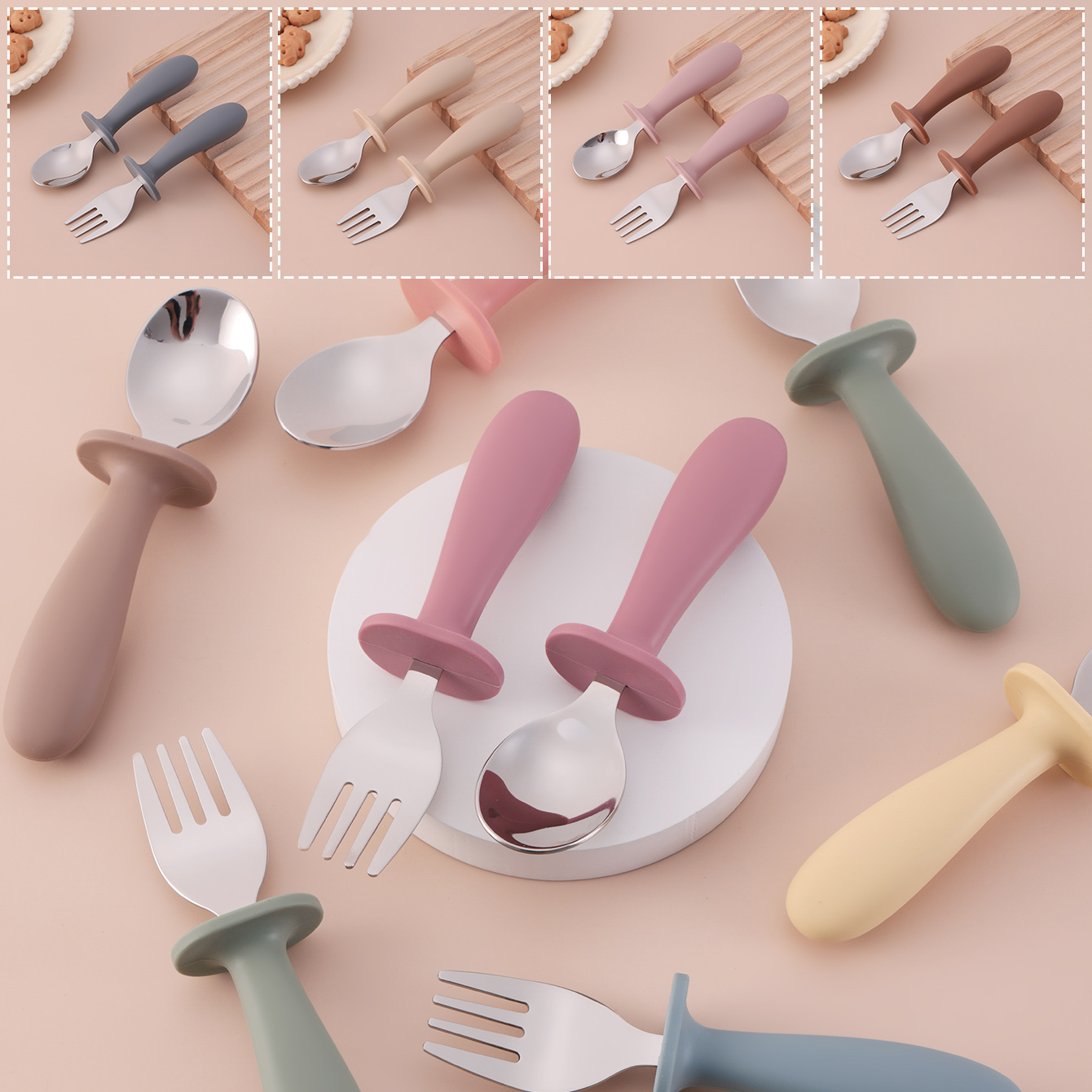 Color Kids 2PCS Stainless Stee - Baby Food Utensils Set ulasan dan harga