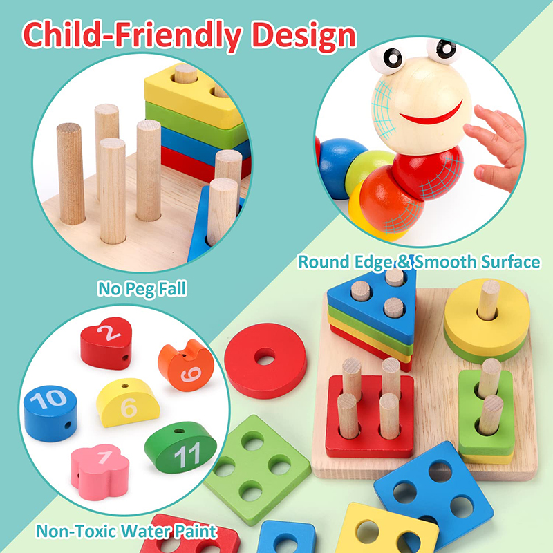 5-6pcs/set Montessori Wooden T - Baby Food Product ulasan dan harga