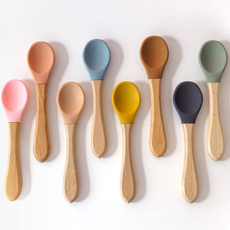 Feeding Wooden Handle Silicone - Baby Food Lunch ulasan dan harga