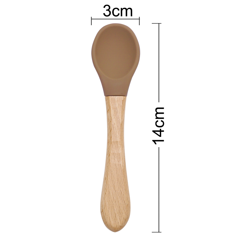Feeding Wooden Handle Silicone - Baby Food Lunch ulasan dan harga