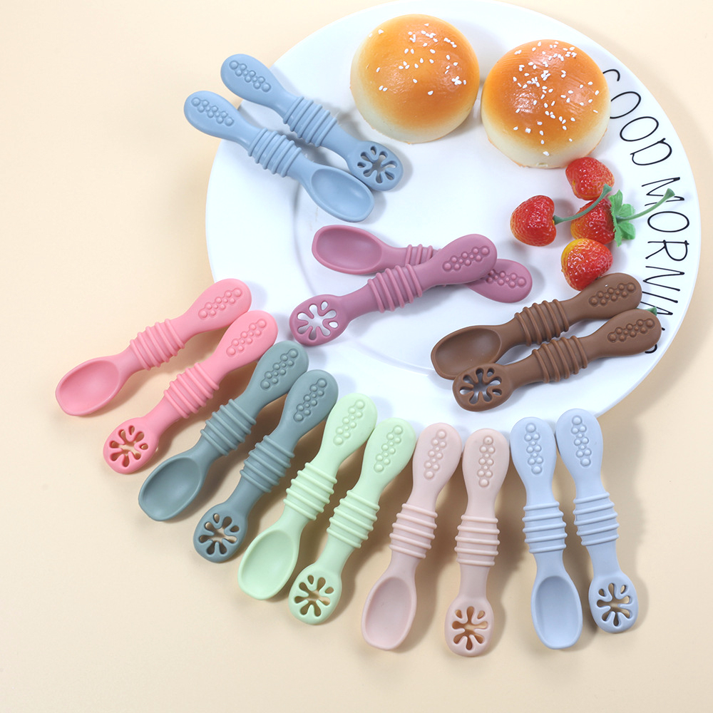 2PCS Cute Baby Learning Spoons - Baby Food Utensils Set ulasan dan harga